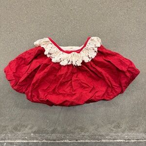 Persnickety Red Bubble Skirt with Lace Waist, Size 4